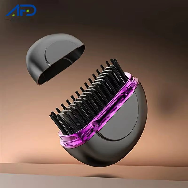 Electric Heating Hair Straightener Brush Portable Mini Hair Straightener 3 Temperature Hot Hair Comb Anti-Scald for Men & Women